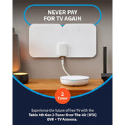 Tablo TF1282B-AN-01-CN 4th Gen 2-Tuner Over-The-Air (OTA) DVR + 35-Mile Indoor TV Antenna - Watch, Pause & Record Live TV, News, Sports & Movies Throughout Your Home Over Wi-Fi - 50+ Hrs Recording - No Subscriptions