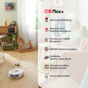 Roborock Roborock Q80Max+ Q8 Max+ Robot Vacuum and Mop with Self-Emptying Obstacle Avoidance LiDAR Navigation 5500Pa Suction Power and App Control