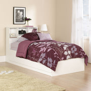 Your Zone 437233 Easy to Assemble Storage Bed with Bookcase Headboard, Twin, White Finish