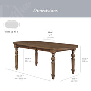 My Texas House Adler Extended Oval Dining Table with 12-Inch Removable Leaf, Provincial Brown, Seats 6