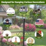 Felhcc 6 Pack 10Ft Heavy Duty Metal String Light Poles with Flag Stand, Weather-Resistant Black Steel