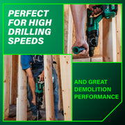 Metabo HPT 36V MultiVolt Brushless SDS Plus Cordless Rotary Hammer, 1-1/8 in, D-Handle, High Impact Energy 2.3 ft-lbs, 2-Speed Control, Auto Stop Feature, DH3628DDQ4