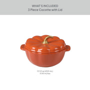 The Pioneer Woman Pumpkin Stoneware Mini Cocottes with Lids, Orange, Set of 3, 0.5 Quart Each