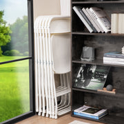 edx 4-Pack Folding Chair, Indoor, White, Foam Cushion, Iron Frame with PVC Finish, Stackable, Lightweight, Triangular Support Design