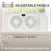 Holmes 9 Inch Digital Window Fan with Programmable Thermostat, Remote Control, Reversible Twin Blades, White, 14549