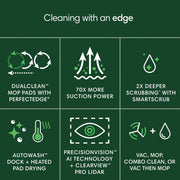 iRobot Roomba Plus 505 Combo Robot Vacuum and Mop with AutoWash Dock, DualClean Mop Pads, SmartScrub, 70x Suction, Carpet Boost, ClearView Pro LiDAR Navigation, PrecisionVision AI, Black