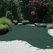 Meyco Mesh Safety Pool Cover, 16x32 ft Rectangle with 4x8 ft Center Step, Green, 110
