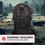 Haunted Hill Farm Tombstone Lifter Animatronic, Sound-Activated Zombie with Red LED Eyes, Battery Operated, 30.5 in, Indoor or Covered Outdoor Halloween Decoration