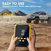 Ophanie 12V DC Tire Inflator, 160 PSI Pressure Gauge, Dual Digital Display, Automatic Shutoff, Emergency LED Light, Compact Design, Powered by Cigarette Lighter