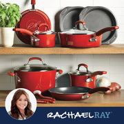 Rachael Ray VIPRB-17640-T Classic Brights 15 Piece Nonstick Pots and Pans, Red Gradient