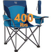 Timber Ridge FC-99806H-CO Oversized Camping Chair, Folding Outdoor Chair for Adults, Supports 400 lbs, Blue