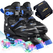 OBENSKY Roller Skates, 4 Size Adjustable, Light-Up Polyurethane Wheels, Aluminum Frame, Triple Protective Straps, Unisex Beginner Skates, Pink