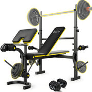 Doufit Weight Bench,Doufit 6-In-1 900lbs Workout Bench Press with Squat Rack Leg Developer Preacher Curl Butterfly Arms