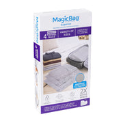 MagicBag Travel Compression Bags, 4 Pack Variety Flat Vacuum Storage Bags, Airtight, Space Saving, Clear, 5931452-200