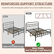 UHOMEPRO Q19538 Full Size Bed Frame, Victorian Style Metal Full Bed Frame, Black