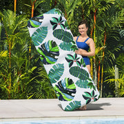 H2OGO Blissful Drifter Fabric Floating Mat, Tropical Inflatable Pool Lounger with Pillow Cushion, Removable Washable UV-Protected Cover, 72 in x 28.5 in, 43731E