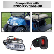Partiue Golf Cart LED Light Kit for EZGO RXV 2008-2015, 12V Street Legal Deluxe System with Turn Signal, Brake Lights, Horn, Fits Gas and Electric