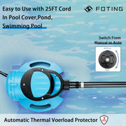 FOTING Q400206 1/3 HP Automatic Swimming Pool Cover Pump, 2250 GPH Submersible Water Pump