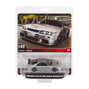 Mattel Hot Wheels Premium 1:43 Scale Nissan Skyline GT-R LM 1995 BCNR33 Silver Collectible Car with Real Riders Tires and Metal Body