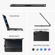 Edaiser Swivel Keyboard Case for Apple iPad Pro 11 Inch M4 M5, Wireless Bluetooth, 360-Degree Rotatable, Backlit Keys, Multi-Touch Trackpad, Pencil Holder, Black
