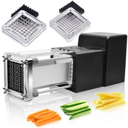 Sopito Electric Potato Cutter, Stainless Steel French Fry Cutter with 1/2in and 3/8in Blades, Black
