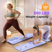 Feierdun Upgo 5 in 1 Folding Pilates Board Reformer Set, 300 lb Capacity, Portable Home Pilates, Purple, JFB-P01