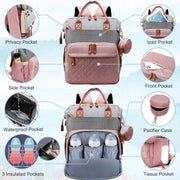 Morfone Baby Diaper Bag Backpack, Multifunction Waterproof Large Capacity with USB Charging Port, Stroller Straps, Pacifier Case, Unisex Gray