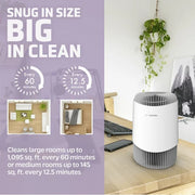 GERMGUARDIAN AC151 Compact Air Purifier with HEPA Filter, UV-C and Timer, White