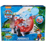 Spin Master Paw Patrol Jungle Pups Marshall Elephant Firetruck Toy Truck with Projectile Launcher and Exclusive Action Figure, Red, 6069244