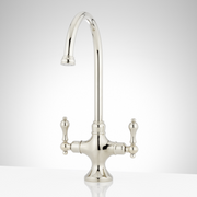 Signature Hardware 484071 ISABEL SINGLE-HOLE GOOSENECK BAR FAUCET - POLISHED NICKEL Isabel 1.8 GPM Double Handle Single Hole Bar and Kitchen Faucet Polished Nickel Faucet Bar Double Handle