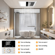 Flyingfox TFS03 Bathroom Exhaust Fan Heater Combo, 2300 Watt Heater, 150 CFM Ventilation, LED Light, Quiet 1.5 Sones, White