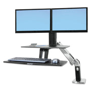 Ergotron WorkFit-A Dual Monitor Stand with Suspended Keyboard Tray, Adjustable Height, Polished Aluminum and Black, 24-392-026