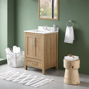 Ove Decors Kansas 24 Bathroom Vanity, White Oak, Engineered Marble Top, Single Undermount Sink