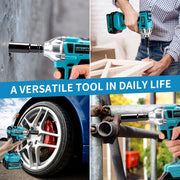 UNTIMATY Cordless Impact Wrench, 1/2 Inch Brushless Motor, 320 Ft-lbs Torque, 21V 3.0Ah Battery, Includes 7 Sockets, Blue
