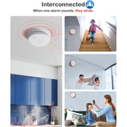 SITERWELL GS562A Hardwired Interconnected Photoelectric Smoke Detector with 9V Backup Battery, Test/Silence Button, 4 Pack