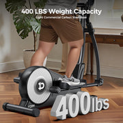 HASIMAN Elliptical Trainer, 16 Levels Magnetic Resistance, 17-Inch Stride, LCD Monitor with Rotatable Tablet Holder, Black, 400 lb Capacity, W26803