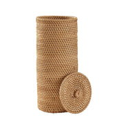 Better Homes & Gardens Floor Standing Toilet Paper Holder with Lid, Rattan, Honey Color, Holds Four Rolls