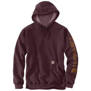 Carhartt Men's Midweight Loose Fit Hoodie, Port Red, Cotton Polyester Blend, Logo Sleeve Graphic, K288-PRT