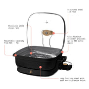 Drew Barrymore 19168 Beautiful 5-in-1 Electric Expandable Skillet Black Sesame, Up to 7 QT