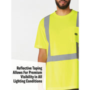 Genuine Dickies GVS360VY92X RG Men's Hi-Vis Short Sleeve Safety Tee, ANSI Class 2, 3M Scotchlite Reflective Taping, Relaxed Fit, Yellow, 2X RG