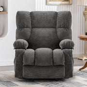 JONPONY Manual Recliner Chair with Heat Therapy and Vibration Massage, Grey Velvet, Heavy Duty Metal Frame, Dual Cup Holders, Side Pockets, USB Ports