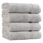Home City Inc. Superior Egyptian Cotton 4-Piece Bath Towel Set, Silver, Midweight, Quick-Dry, Absorbent, Hanging Loop