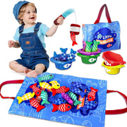 Sytle-Carry Montessori Toys for 1 Year Old Boy Girl, Cloth Fishing Game for Toddlers