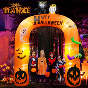 Qunler 7119U 9-ft Tall Halloween Inflatable Pumpkin Archway with LED Lights, Yellow