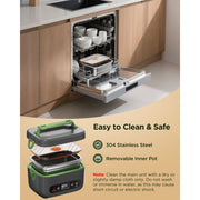 Darzu Cordless Electric Lunch Box for Adults, 1.2L Portable Food Warmer with Multi-Speed Adjustable Heating, Battery Powered, Stainless Steel, Gray