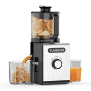 TUUMIIST Cold Press Juicer Machine, 6.5-Inch Wide Feed Chute, 350W Motor, High Juice Yield, Stainless Steel, Silver and Black, TM-780SJ