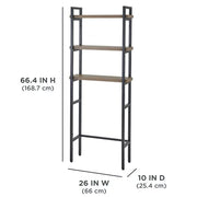 Better Homes & Gardens 8845BGYWM Jace 3-Shelf Over The Toilet Space Saver, Black & Natural Oak Finish