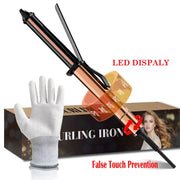 SKIMI Hair Curling Wand, 1 Inch Tourmaline Ceramic Coating, 6 Heat Settings, LED Display, Gold, DW6010