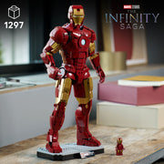 LEGO Marvel Iron Man Mark 3 Collectors' Edition Building Set, Poseable Super Hero Model with Minifigure, Display Base, 1,297 Pieces, Ages 18+, 76344