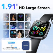 T60 Smart Watch For Android And iPhone IP68 Waterproof Smartwatch, Black - Lightweight